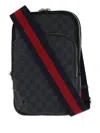Gucci Gg Supreme Leather Crossbody Bag In Black