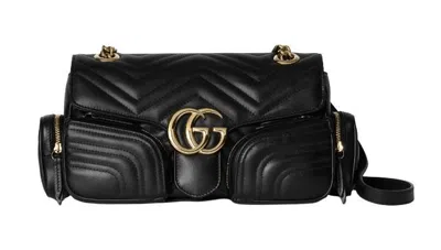 Gucci Small Gg Marmont Shoulder Bag In Black