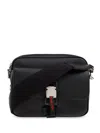 Gucci Small Web-stripe Messenger Bag In Black/black/brb