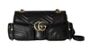Gucci Black Leather Small Gg Marmont Shoulder Bag In Black