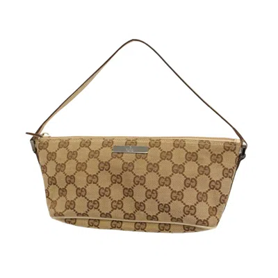 Gucci Baguette Brown Canvas Clutch Bag ()