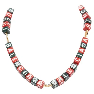 Pre-owned Gucci Balenciaga 2021 Hacker Project Symbols Red Green Cubes Short Necklace