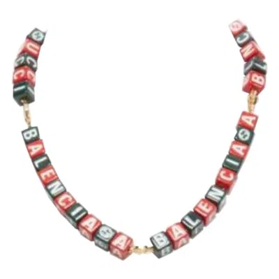 Pre-owned Gucci Balenciaga 2021 Hacker Project Symbols Red Green Cubes Short Necklace