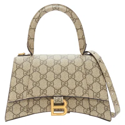 Pre-owned Gucci Balenciaga Hourglass Hacker Project Runway Gg B Buckle Crossbody Bag In Brown