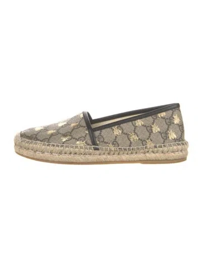 Pre-owned Gucci Ballerina Cube Heel Gg Canvas Espadrilles In Neutrals