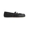 Gucci Leather Bow Detail Squared Toe Ballet Flats In Black