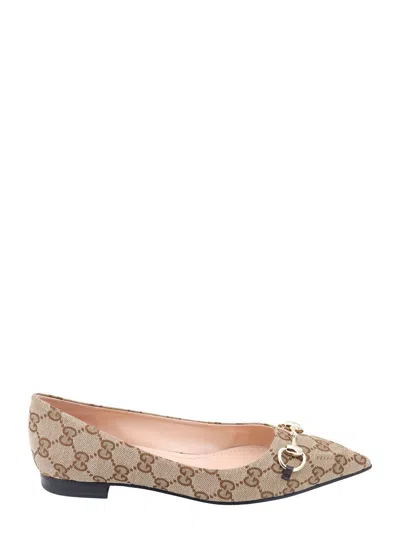 Gucci Horsebit Gg Canvas Pointed-toe Flats In Printed