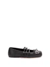 Gucci Leather Bow Detail Squared Toe Ballet Flats In Black
