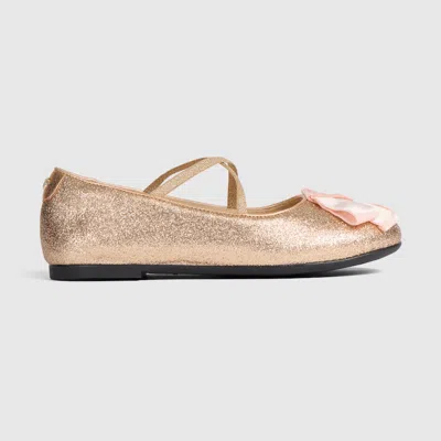 Gucci Kids' Ballet Flat With Double G In Neutral