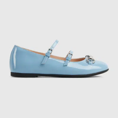 Gucci Kids' Ballet Flat With Horsebit In Blue