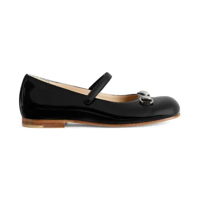 Gucci Kids' Ballet Flat With Horsebit In Black