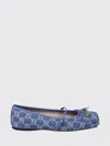 Gucci Signature Horsebit Detail Gg Monogram Ballet Flats In Blue