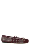 Gucci Net Nappa Triple-strap Horsebit Ballerina Flats In Burgundy