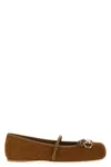 Gucci Beige Ballet Shoes With Horsebit And Bow Detail In Gg Canvas Woman