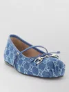 Gucci Signature Horsebit Detail Gg Monogram Ballet Flats In Blue