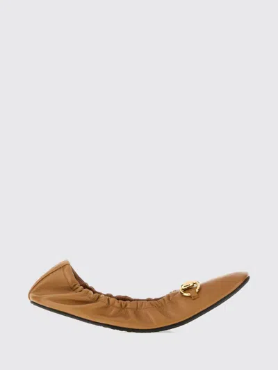 Gucci Prima Calf Leather Ballerina Flats In Brown