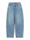 Gucci Blue Jeans With Logo Patch On The Rear And Wide Leg In Denim Woman In Blue