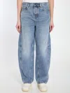 Gucci Blue Jeans With Logo Patch On The Rear And Wide Leg In Denim Woman In Blue