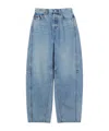 Gucci Blue Jeans With Logo Patch On The Rear And Wide Leg In Denim Woman In Blue