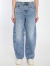 Gucci Blue Jeans With Logo Patch On The Rear And Wide Leg In Denim Woman In Blue
