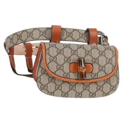 Pre-owned Gucci Bamboo 1947 Belt Bag Gg Coated Canvas Beige Pvc Bag () In Sand