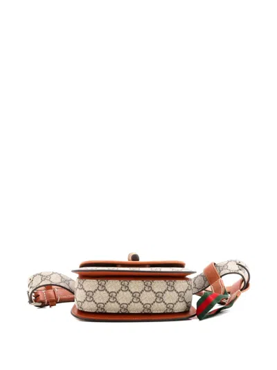 Pre-owned Gucci Bamboo 1947 Gg Coated Canvas Mini Belt Bag In Brown