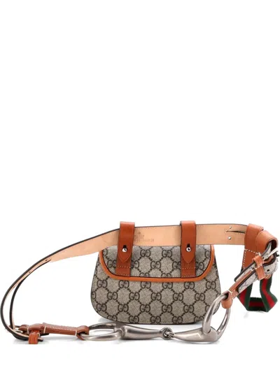 Pre-owned Gucci Bamboo 1947 Gg Coated Canvas Mini Belt Bag In Brown