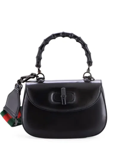 Pre-owned Gucci Bamboo 1947 Top Handle Bag Leather Small Satchel In Black