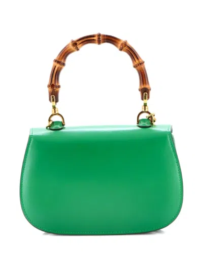 Pre-owned Gucci Bamboo 1947 Top Handle Bag Leather Small Satchel In Green