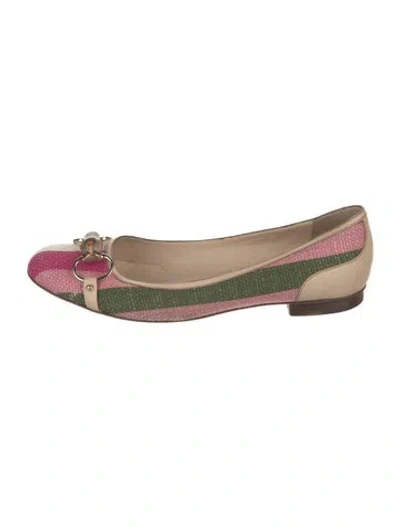 Pre-owned Gucci Bamboo Accent Colorblock Pattern Ballet Flats In Pink
