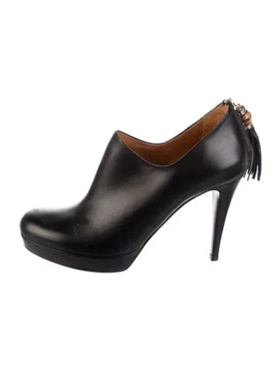 Pre-owned Gucci Bamboo Accent Leather Boots In Black