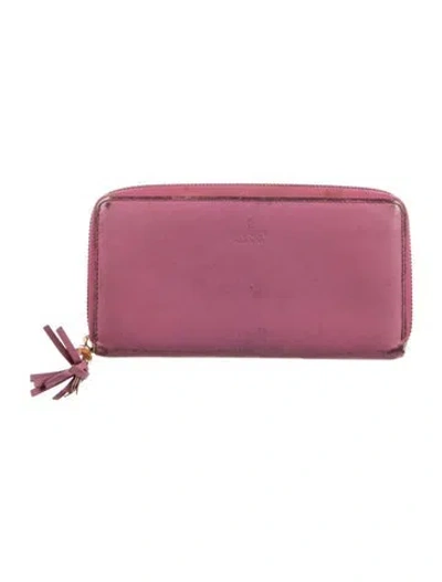Pre-owned Gucci Bamboo Accent Leather Continental Wallet In Pink