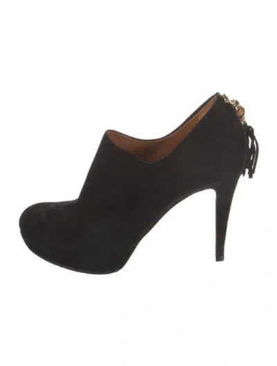 Pre-owned Gucci Bamboo Accent Suede Boots In Black