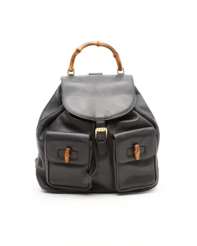 Gucci Bamboo Backpack In Black