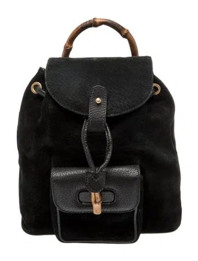 Pre-owned Gucci Bamboo Backpack In Black