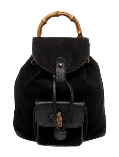 Pre-owned Gucci Bamboo Backpack In Black