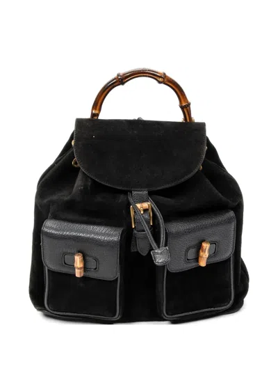 Pre-owned Gucci Bamboo Backpack In Black