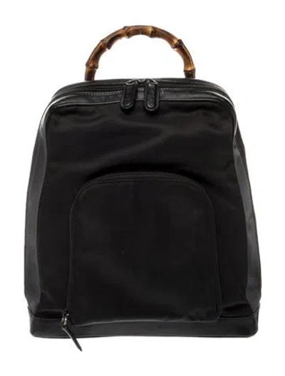 Pre-owned Gucci Bamboo Backpack In Black