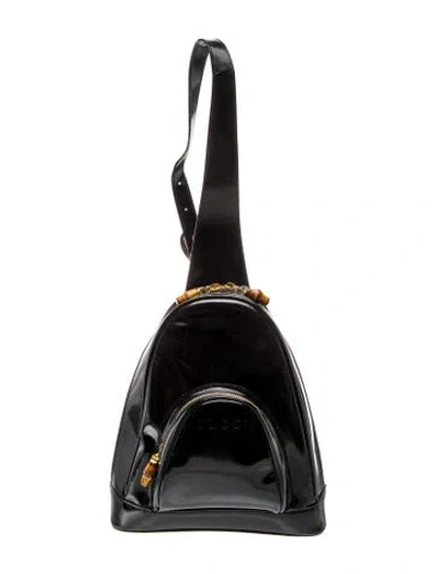 Pre-owned Gucci Bamboo Backpack In Black