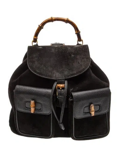 Pre-owned Gucci Bamboo Backpack In Black