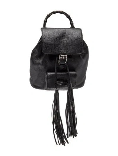 Pre-owned Gucci Bamboo Backpack In Black
