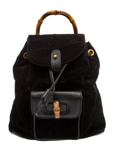 Pre-owned Gucci Bamboo Backpack In Black