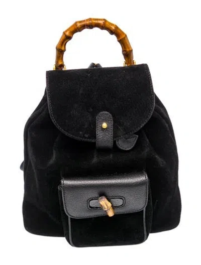 Pre-owned Gucci Bamboo Backpack In Black