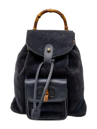 Pre-owned Gucci Bamboo Backpack In Blue