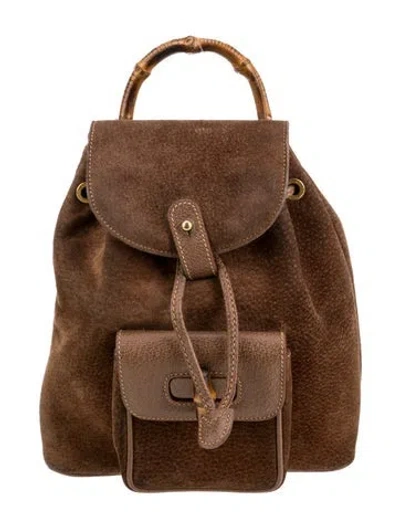 Pre-owned Gucci Bamboo Backpack In Brown