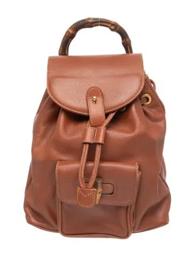Pre-owned Gucci Bamboo Backpack In Brown