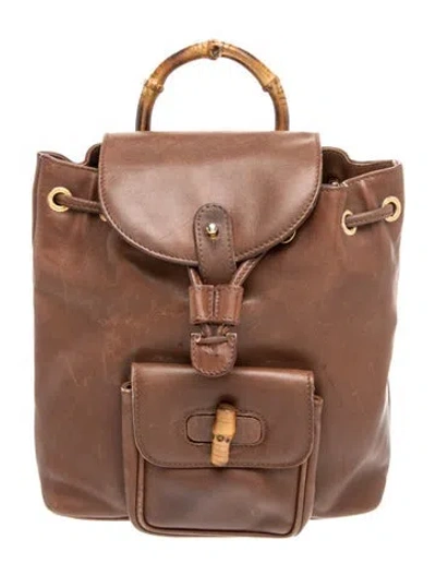 Pre-owned Gucci Bamboo Backpack In Brown