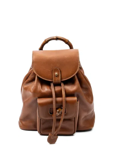 Pre-owned Gucci Bamboo Backpack In Brown