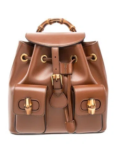 Pre-owned Gucci Bamboo Backpack In Brown