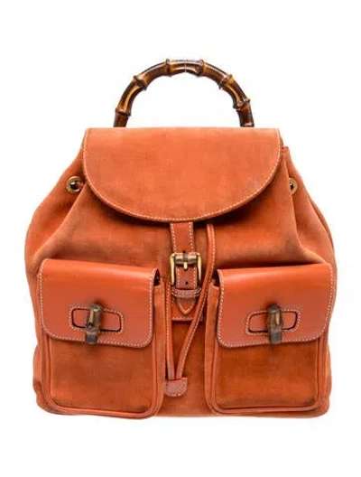 Pre-owned Gucci Bamboo Backpack In Brown